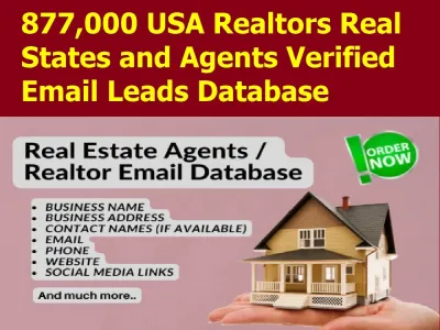 Give You 877,000 USA Realtors Real States and Agents Verified Email Leads Database