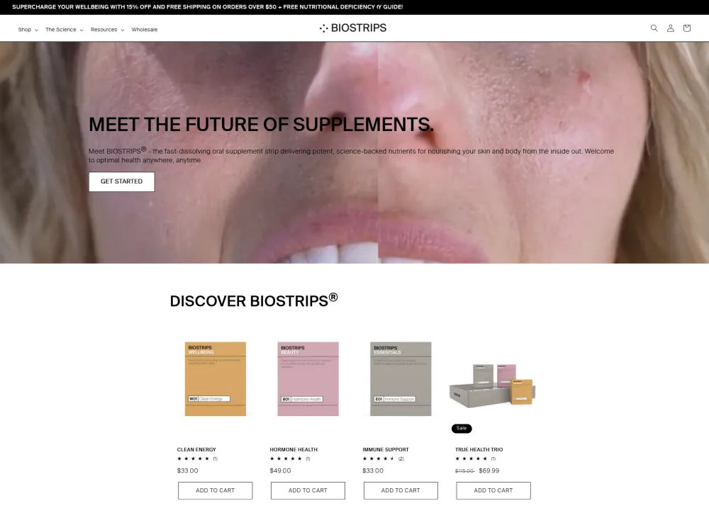 Biostrips Health | Shopify Custom Store | Theme Customization