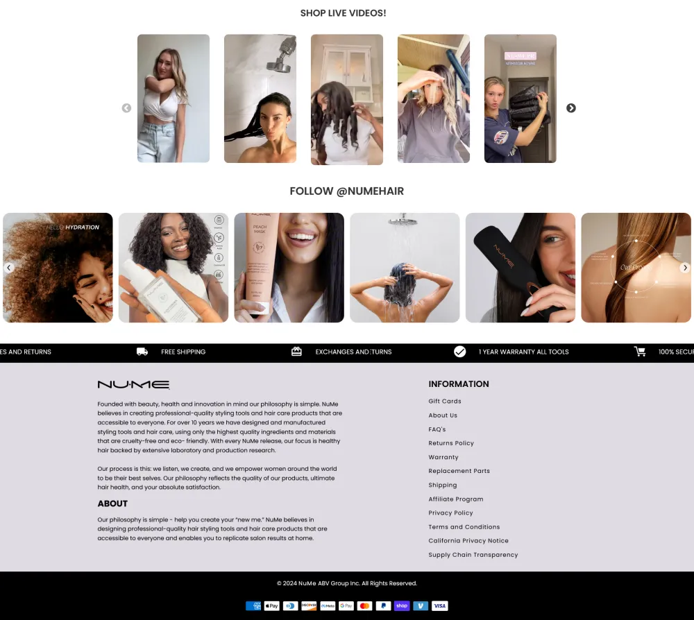 Nume Hair Shopify Store | Theme Customization